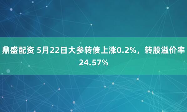鼎盛配资 5月22日大参转债上涨0.2%，转股溢价率24.57%